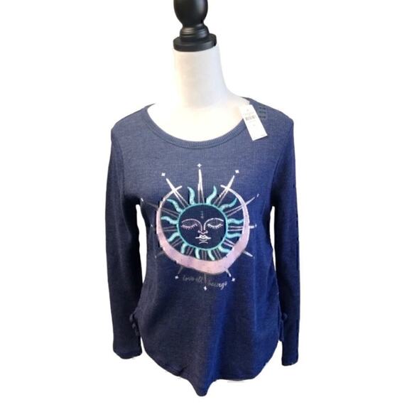 Justice Girls Long Sleeve Shirt color Dark Blue size 16/18 - Picture 1 of 6